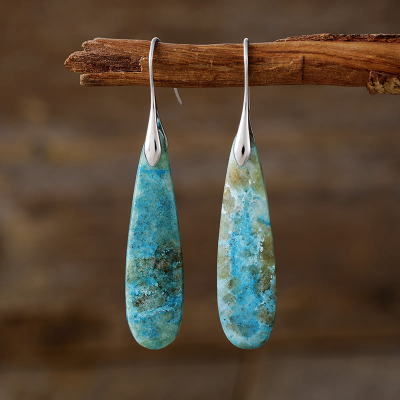High Quality Light Luxury Long Water Drops Natural Stone High-key Eardrop