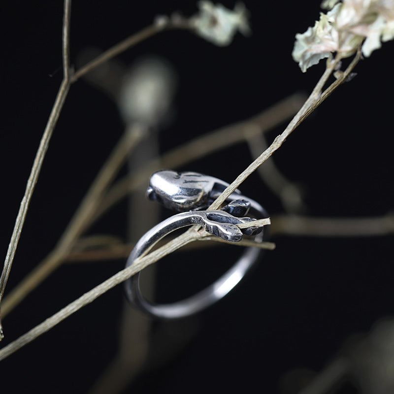 S925 Silver Minimalist Creative Branch Vintage Artistic Bird Ring