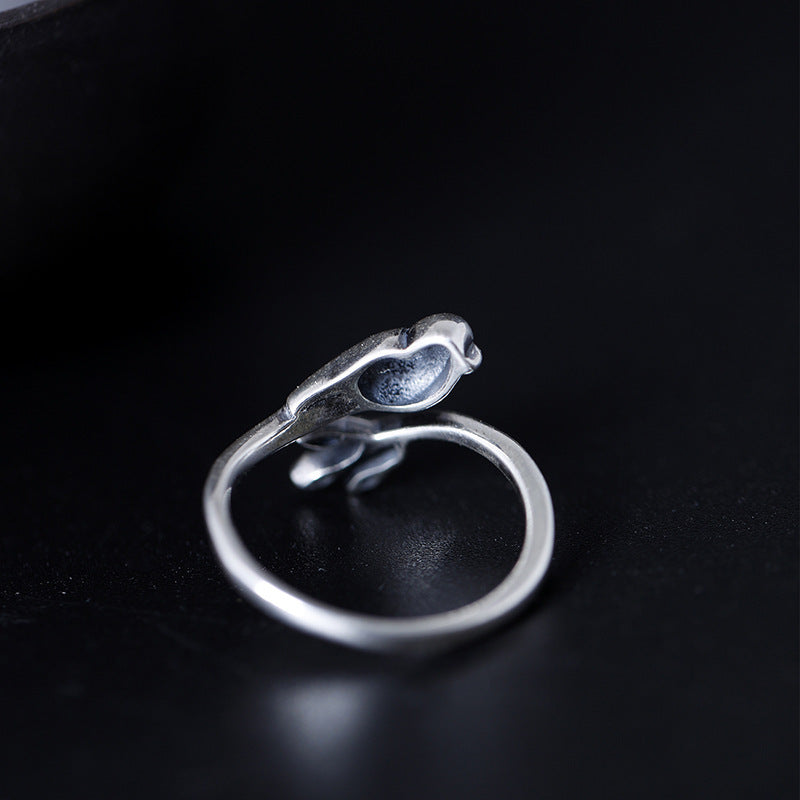 S925 Silver Minimalist Creative Branch Vintage Artistic Bird Ring