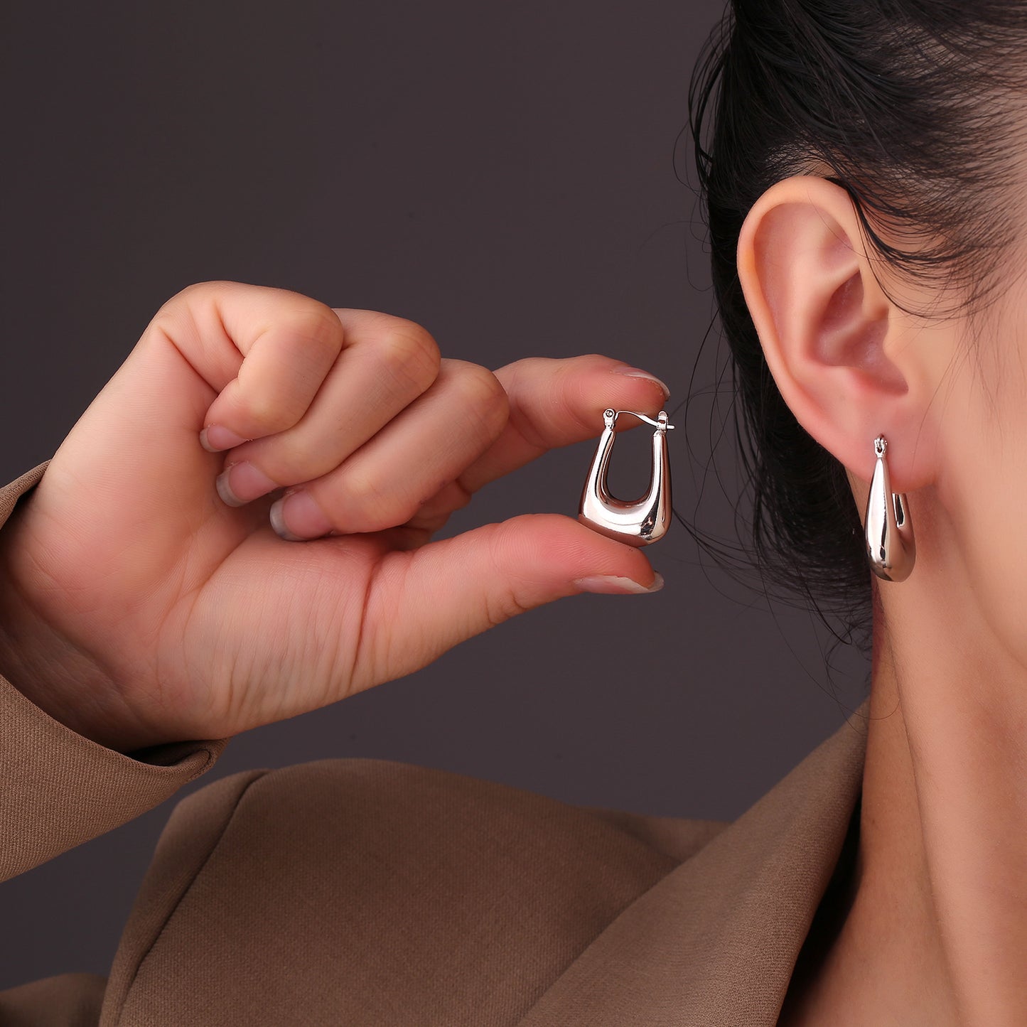 Cold Scenery Surface U-shaped Ear Clip Niche Design Round Face