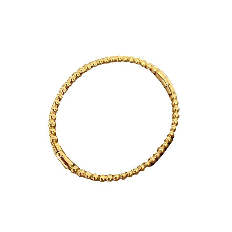 Titanium Steel Round Beads Stainless Steel Bracelet