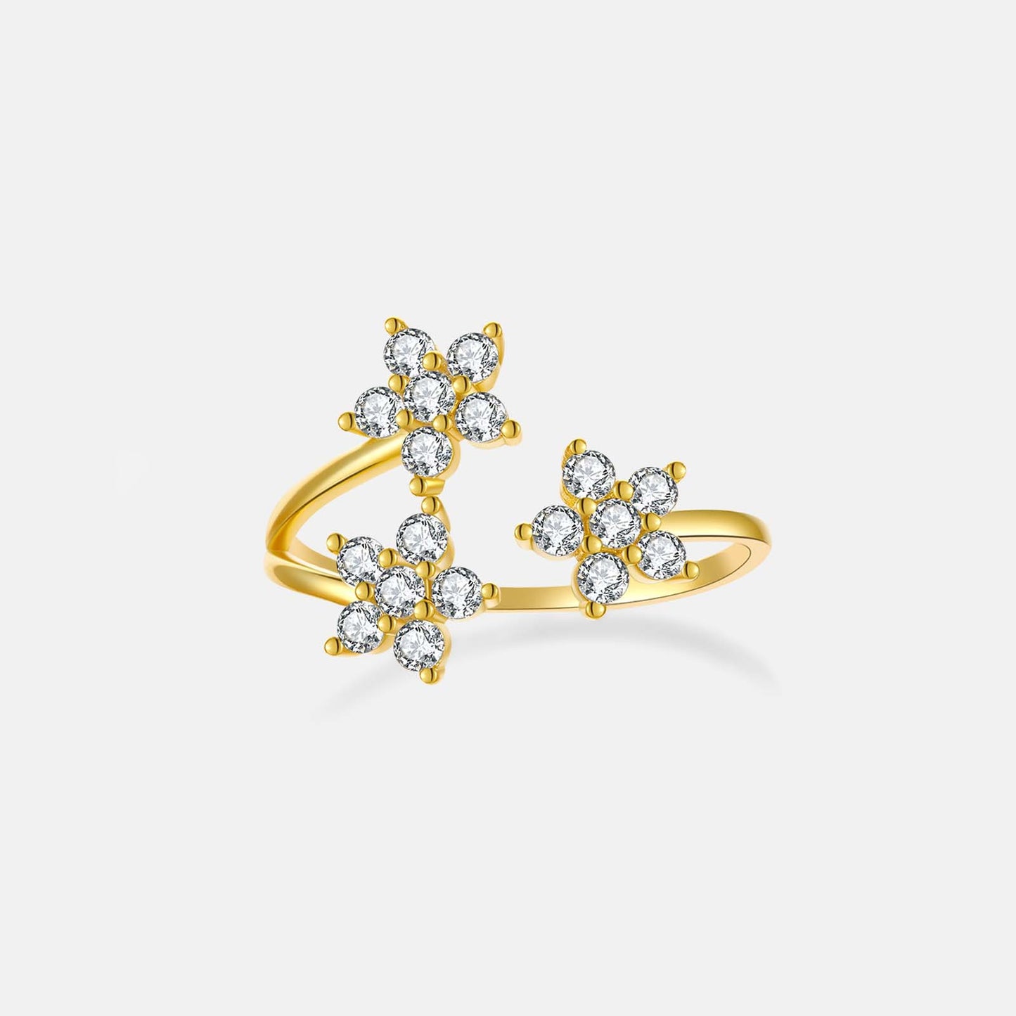 925 Sterling Silver Minimalist Snowflake Diamond-studded Ring