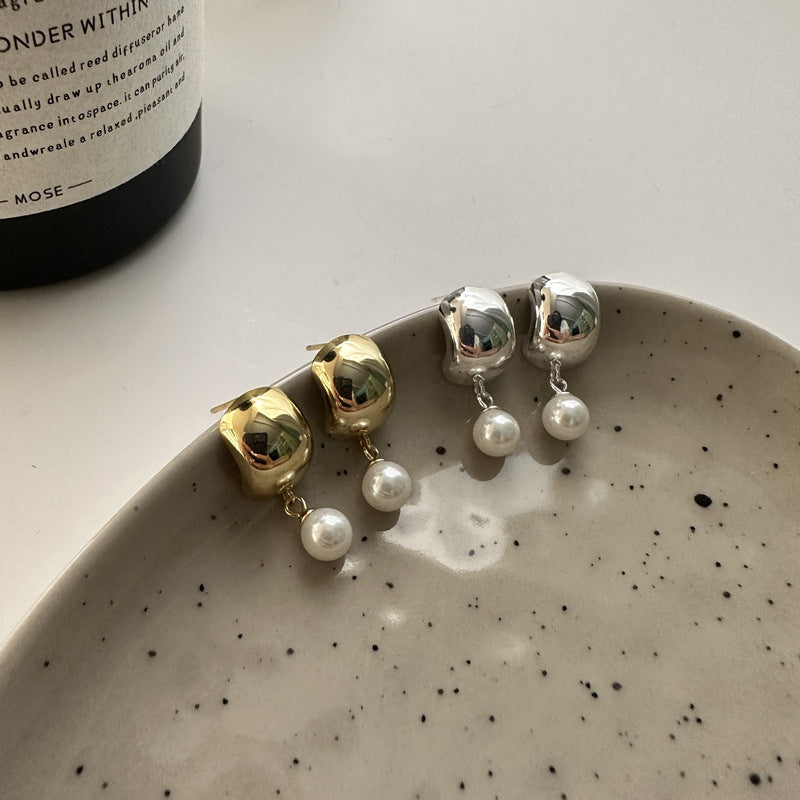 S925 Sterling Silber Französisch Retro Kugel Perlen Ohrringe I