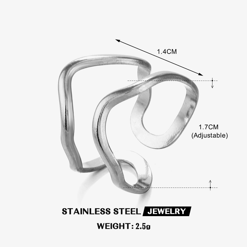 Personalized Line Design Popular Simplicity Style Stainless Steel Shaped Ring For Women