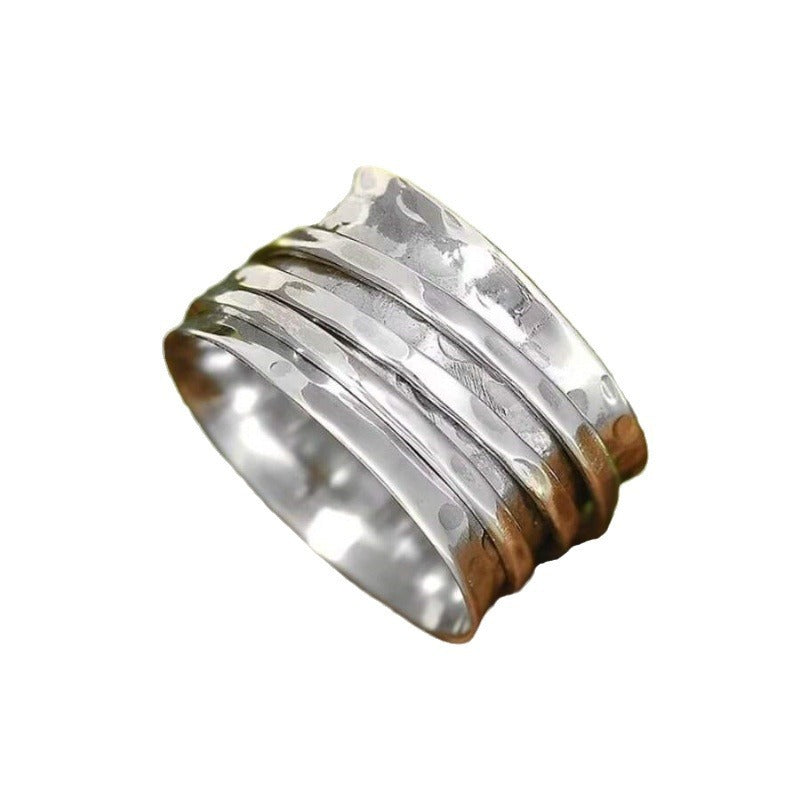 Retro Cross-border Hammer Surface European And American Design Women's Ring