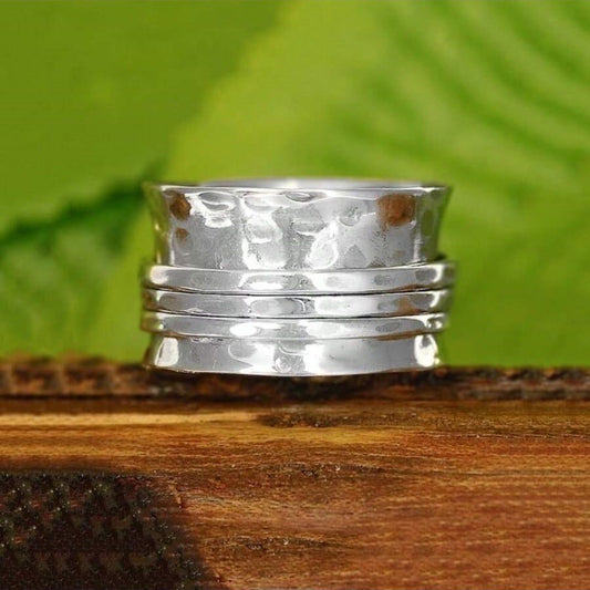 Retro Cross-border Hammer Surface European And American Design Women's Ring