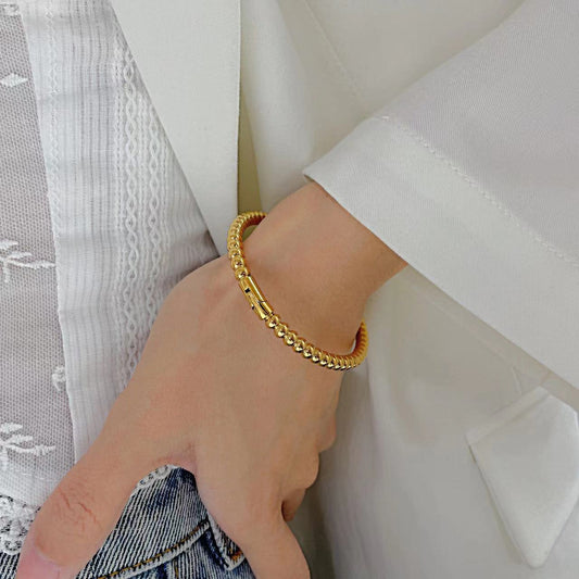 Titanium Steel Round Beads Stainless Steel Bracelet