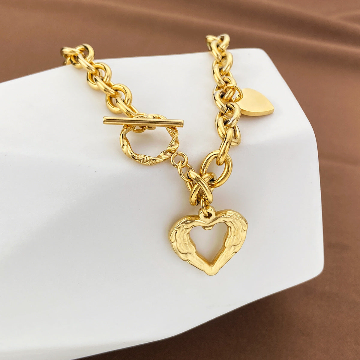 Hollow Heart OT Buckle Love Necklace