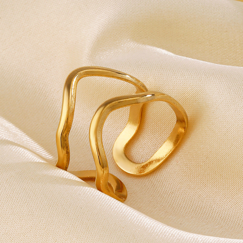 Personalized Line Design Popular Simplicity Style Stainless Steel Shaped Ring For Women