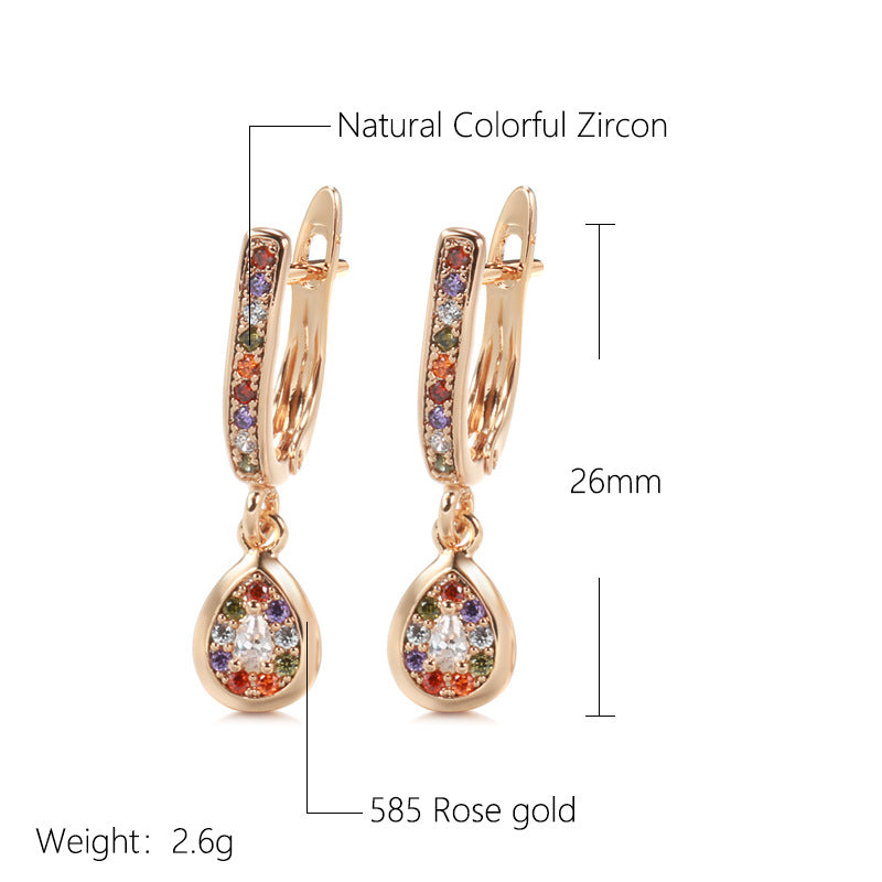 Ohrstecker für Damen, Roségold, schlicht, bunt, Zirkonia