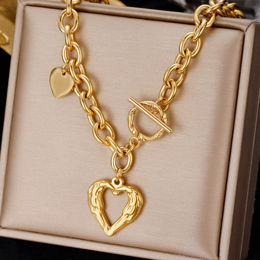 Hollow Heart OT Buckle Love Necklace