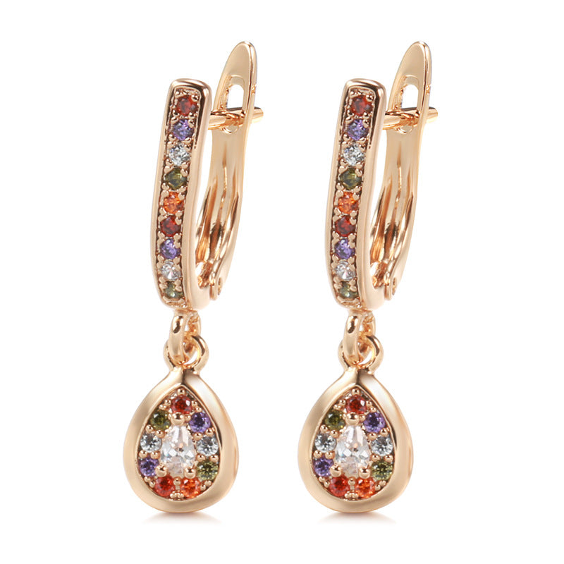 Ohrstecker für Damen, Roségold, schlicht, bunt, Zirkonia