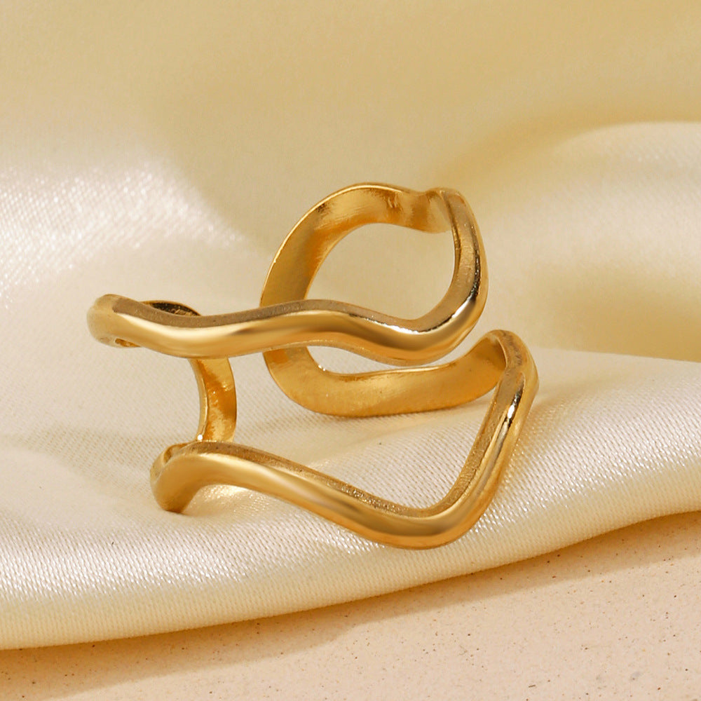 Personalized Line Design Popular Simplicity Style Stainless Steel Shaped Ring For Women