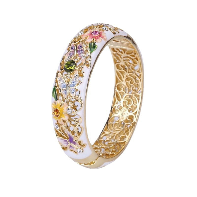 Colorful Enamel Love Of Butterfly Drop Oil Ring Fashion