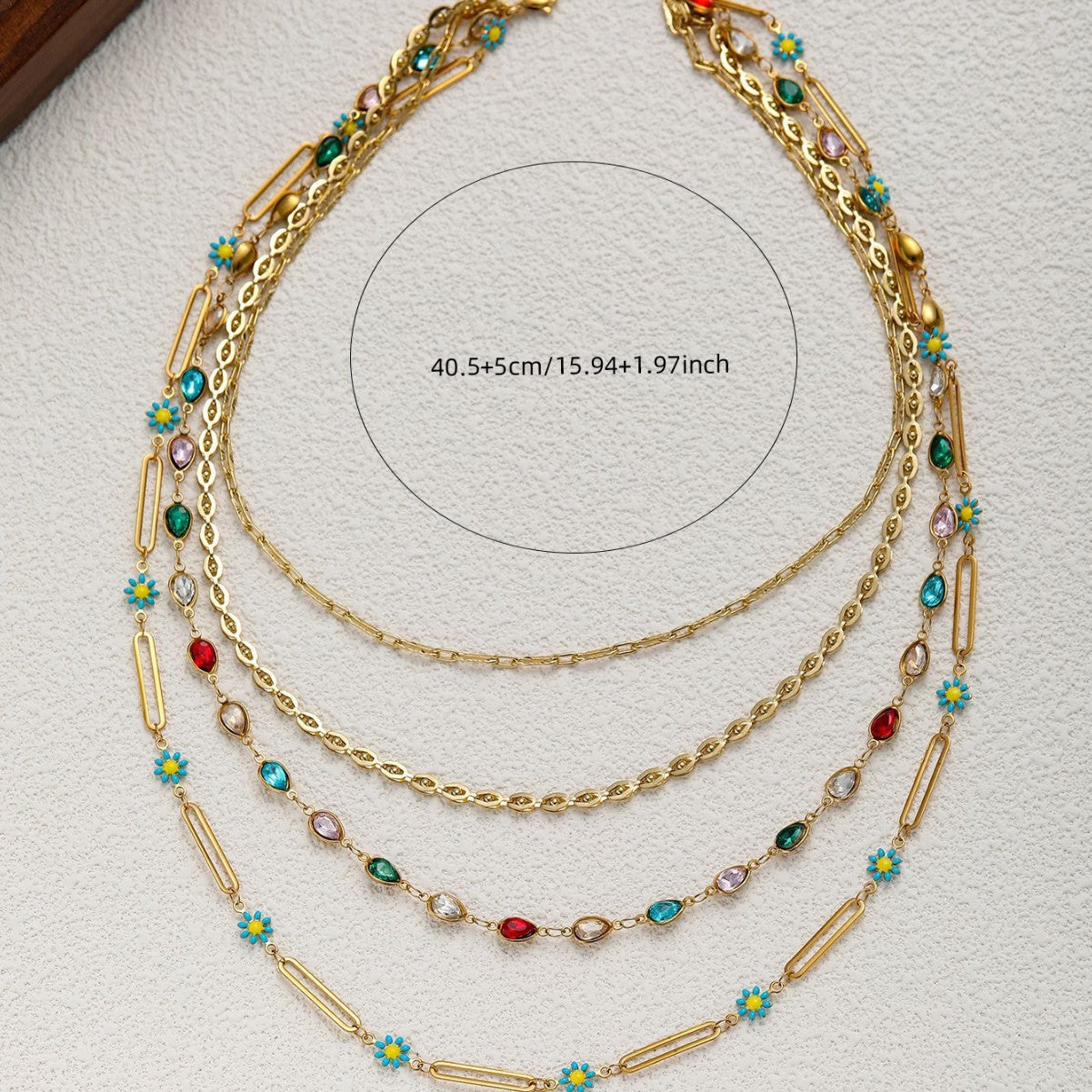 Gold Natural Stone Handmade Beaded Clavicle Necklace