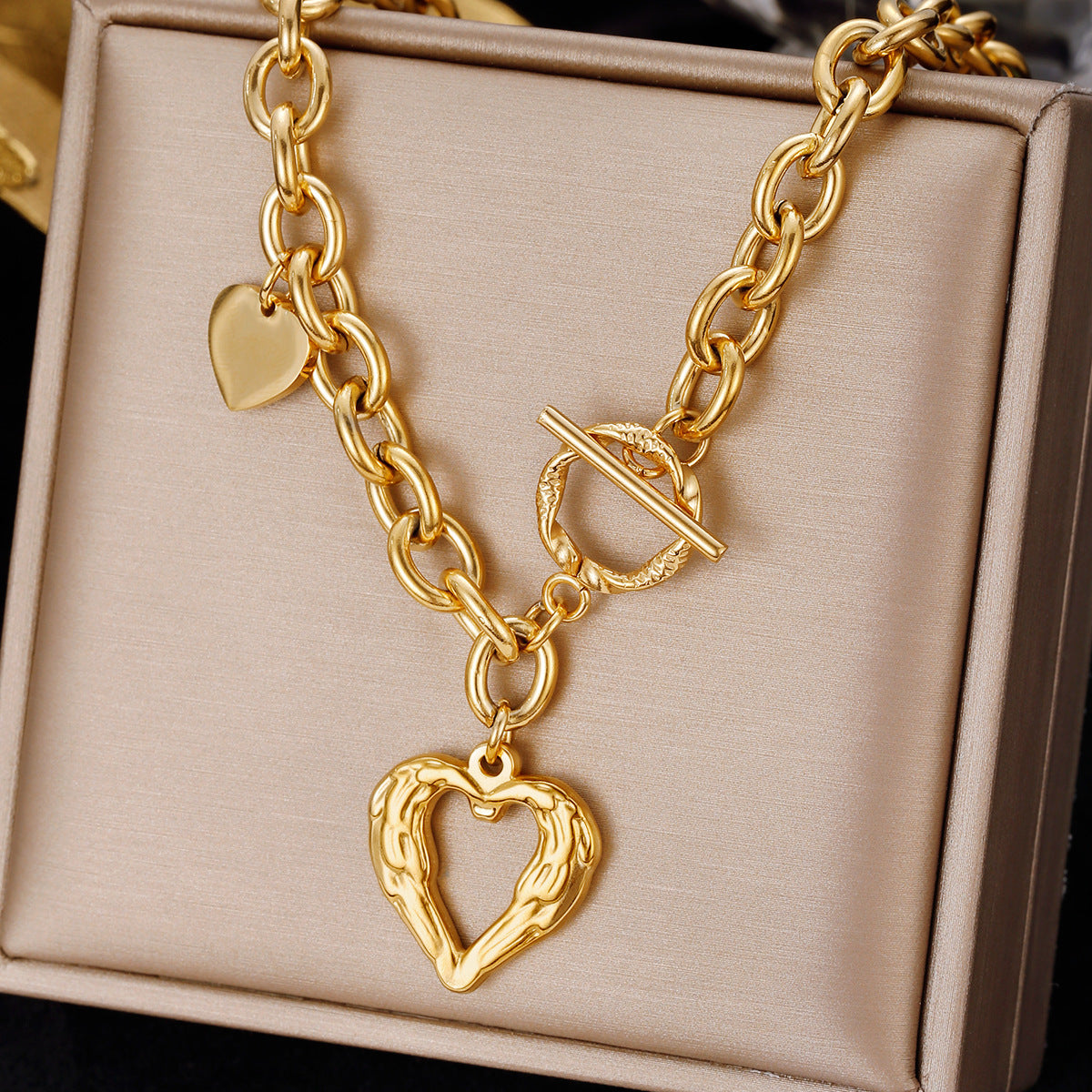 Hollow Heart OT Buckle Love Necklace