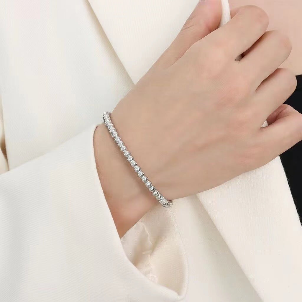 Titanium Steel Round Beads Stainless Steel Bracelet