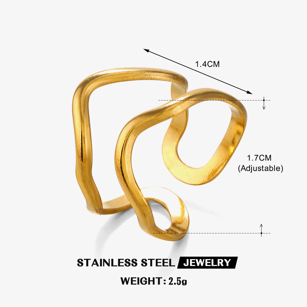Personalized Line Design Popular Simplicity Style Stainless Steel Shaped Ring For Women