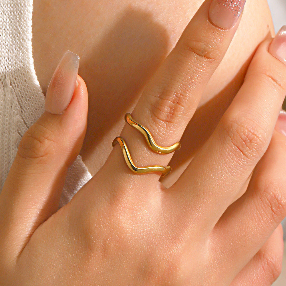 Personalized Line Design Popular Simplicity Style Stainless Steel Shaped Ring For Women