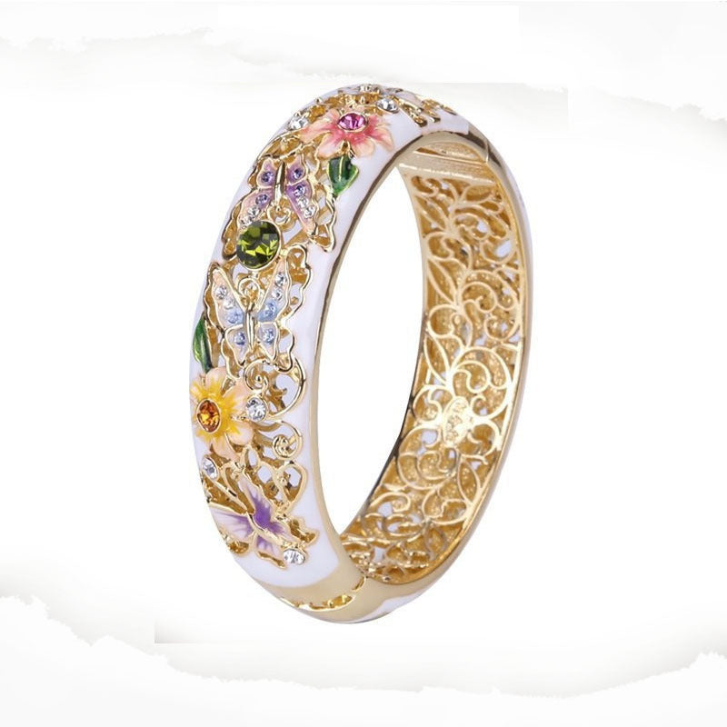 Colorful Enamel Love Of Butterfly Drop Oil Ring Fashion