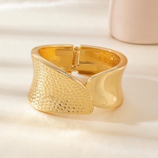 Personalized Hammered Irregular Gold Bracelet For Women
