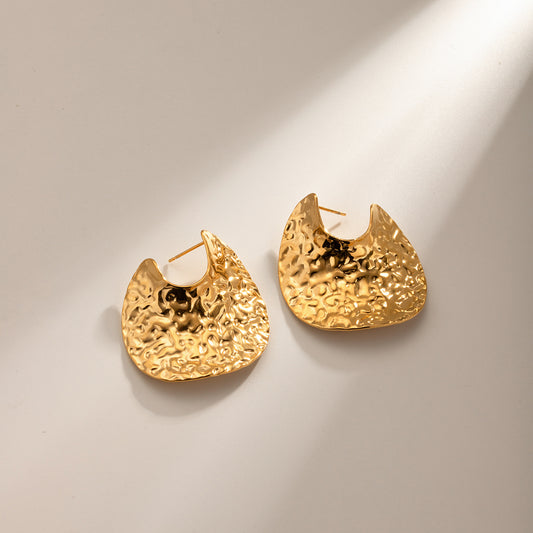 Irregular Geometric Stainless Steel Pleated Stud Earrings